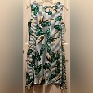 Jamie & Layla PXL Women Tropical Blue/White A-line Super Soft Dress Stretch